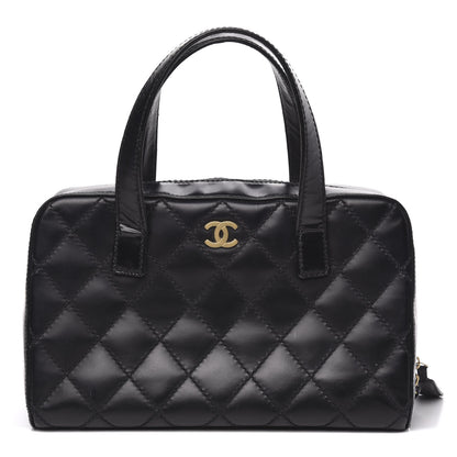 Chanel Calfskin Stitch Surpique Bowler Black 1 of 16
