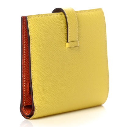 Hermes Epsom Verso Bearn Compact Wallet Lime Terre Battue 3 of 10