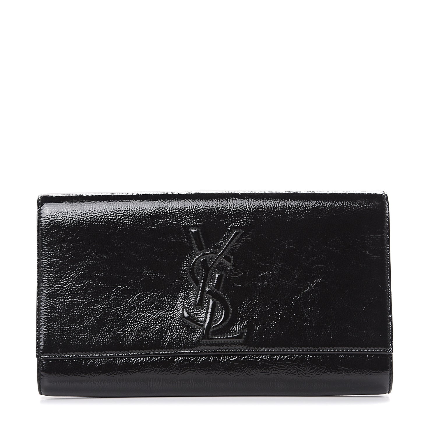 Textured Patent Monogram Large Belle De Jour Clutch Black
