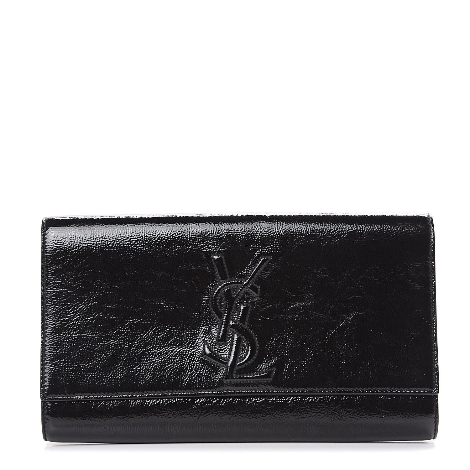 Saint Laurent Textured Patent Monogram Large Belle De Jour Clutch Black 1 of 8