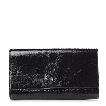 Saint Laurent Textured Patent Monogram Large Belle De Jour Clutch Black 1 of 8