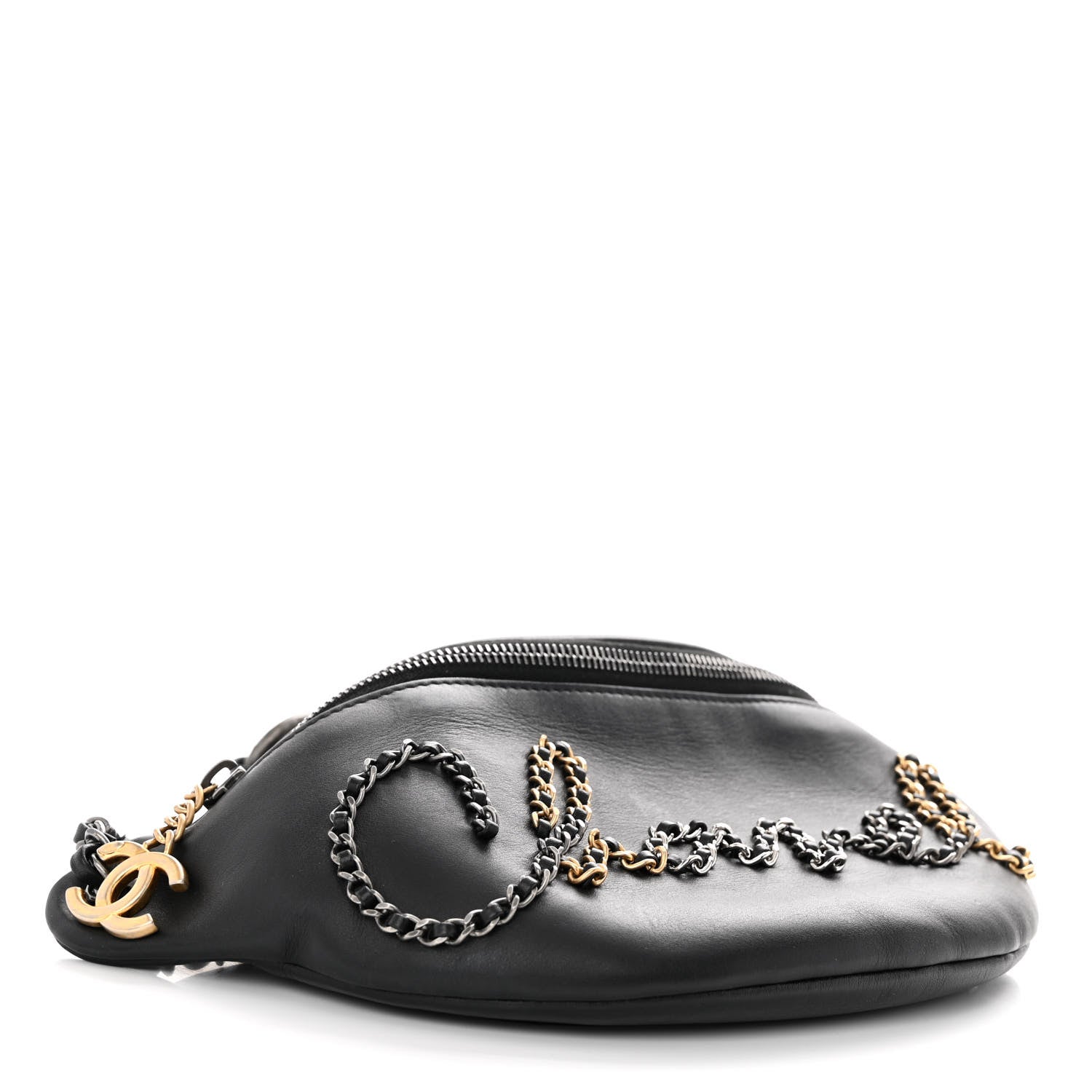 Chanel Calfskin Chain 20s Signe Waist Bag Black 3 of 10