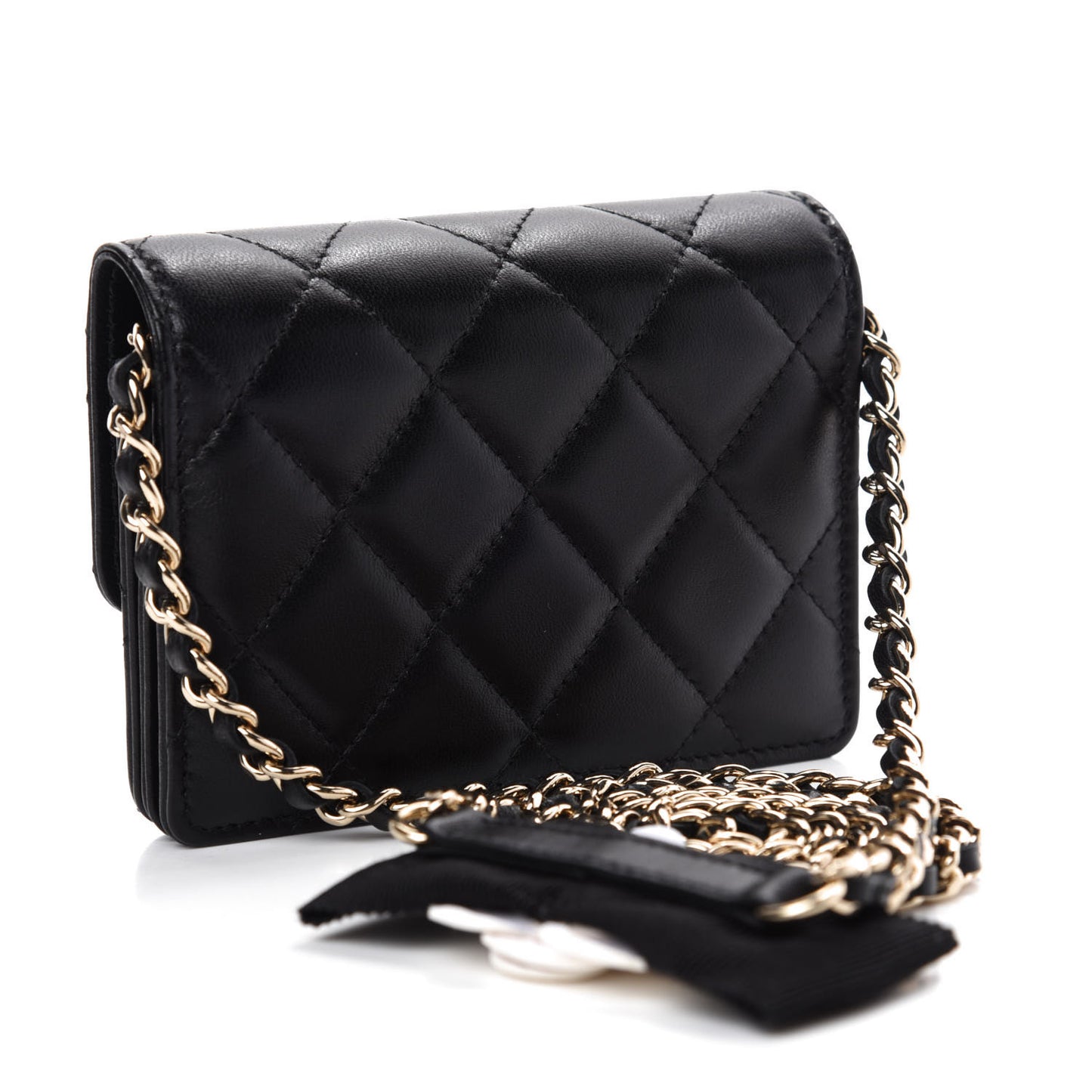 Lambskin Quilted My Chanel Lady Card Holder On Chain Black