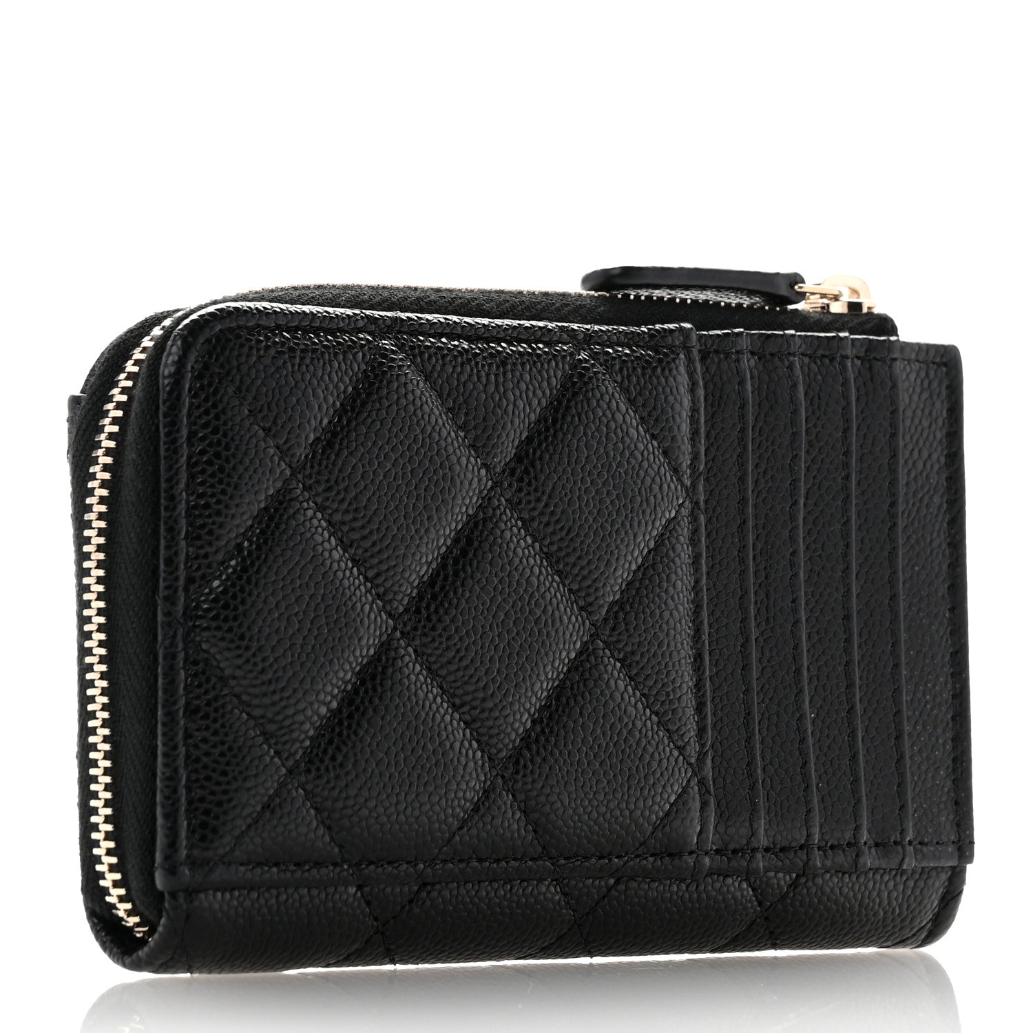 Chanel Caviar Quilted CC Zip Around Card Holder Black 3 of 7