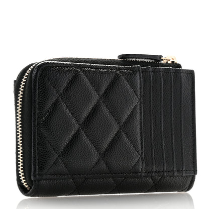 Chanel Caviar Quilted CC Zip Around Card Holder Black 3 of 7
