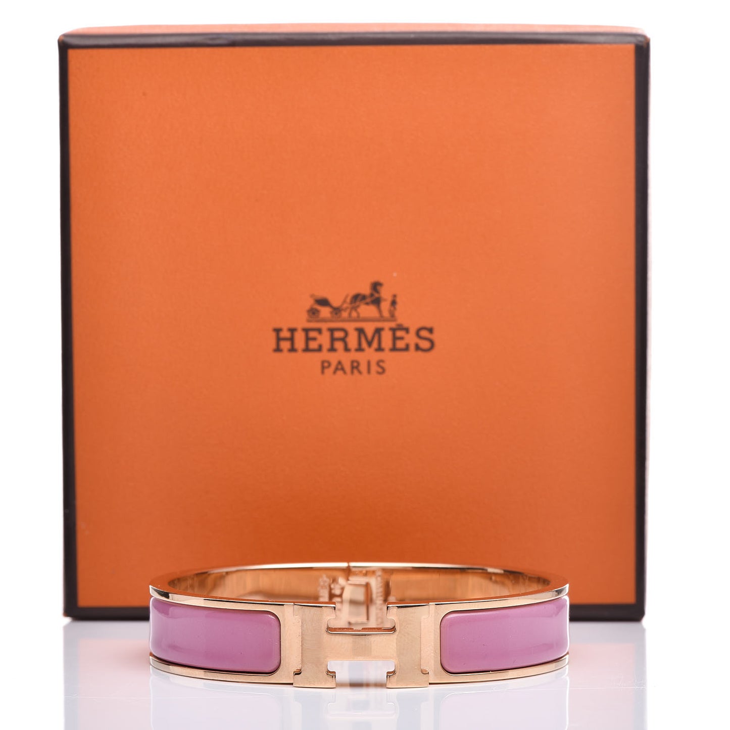 Enamel Narrow Clic Clac H Bracelet PM Rose Velours