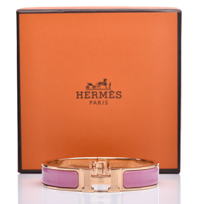 Hermes Enamel Narrow Clic Clac H Bracelet PM Rose Velours 6 of 6