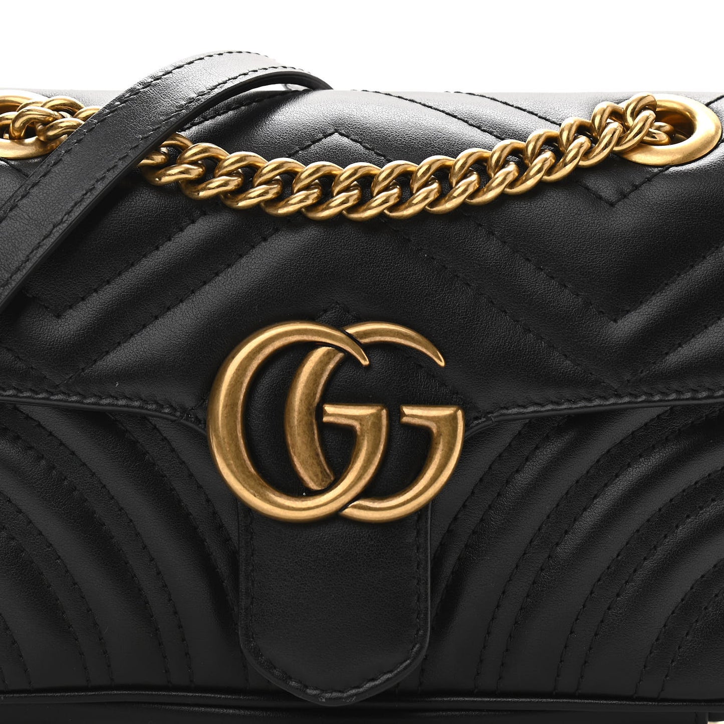 Calfskin Matelasse Mini GG Marmont Shoulder Bag Black