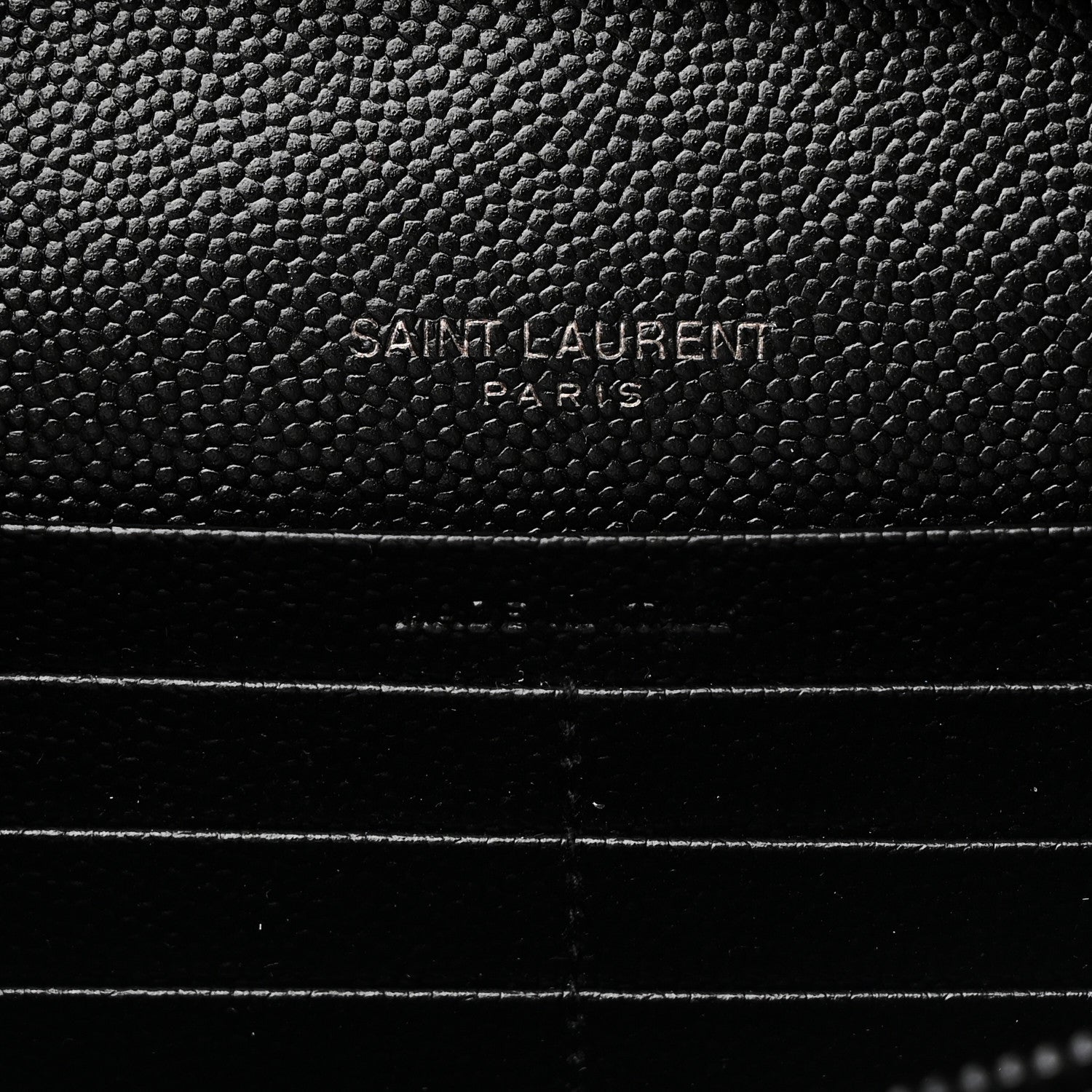 Saint Laurent Grain De Poudre Matelasse Chevron Monogram Monochrome Chain Wallet Black 6 of 10