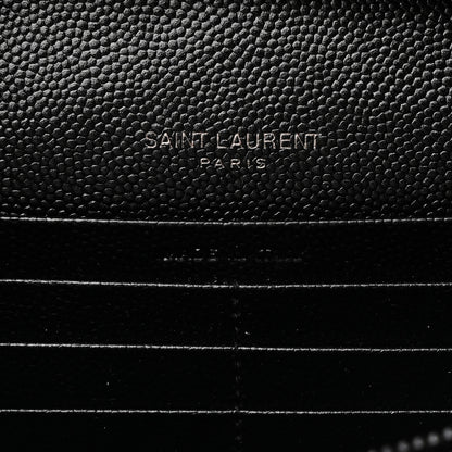 Saint Laurent Grain De Poudre Matelasse Chevron Monogram Monochrome Chain Wallet Black 6 of 10
