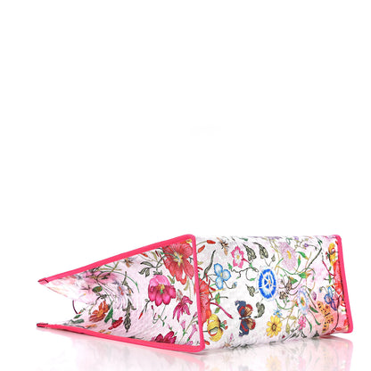 Gucci Calfskin Textured Vinyl Print Flora Tote Fluorescent Fuchsia 3 of 7