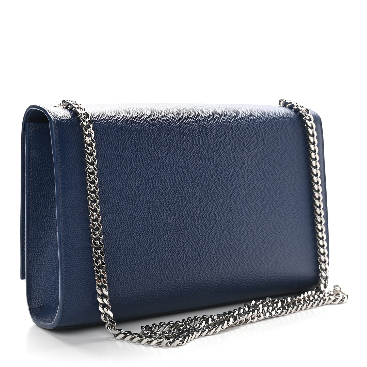 Grain De Poudre Medium Classic Monogram Kate Satchel Denim Blue