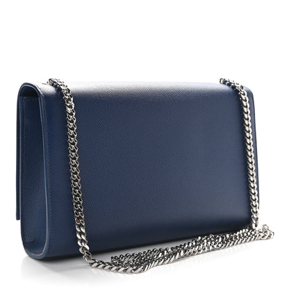 Saint Laurent Grain De Poudre Medium Classic Monogram Kate Satchel Denim Blue 2 of 7