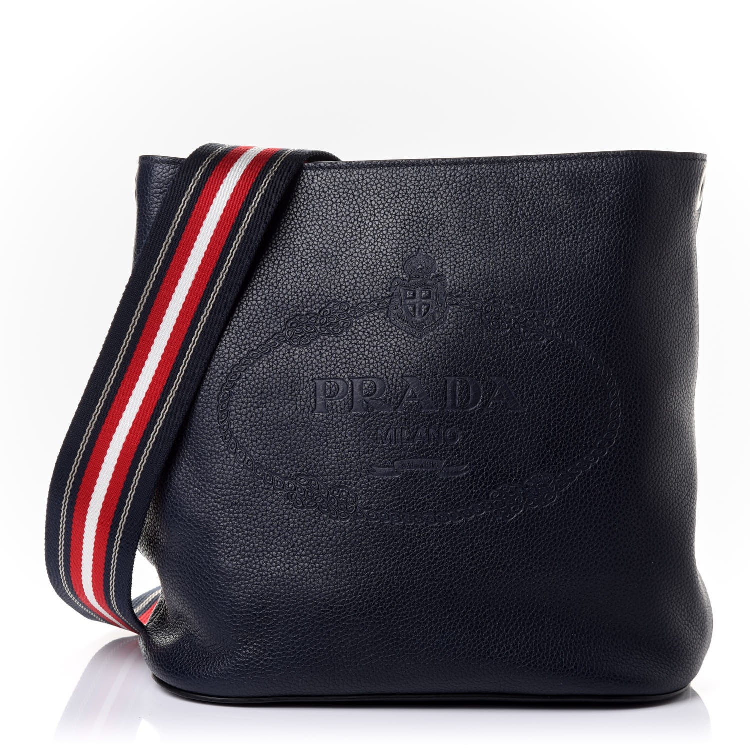 Prada Vitello Daino Logo Crossbody Bag Baltico 1 of 10