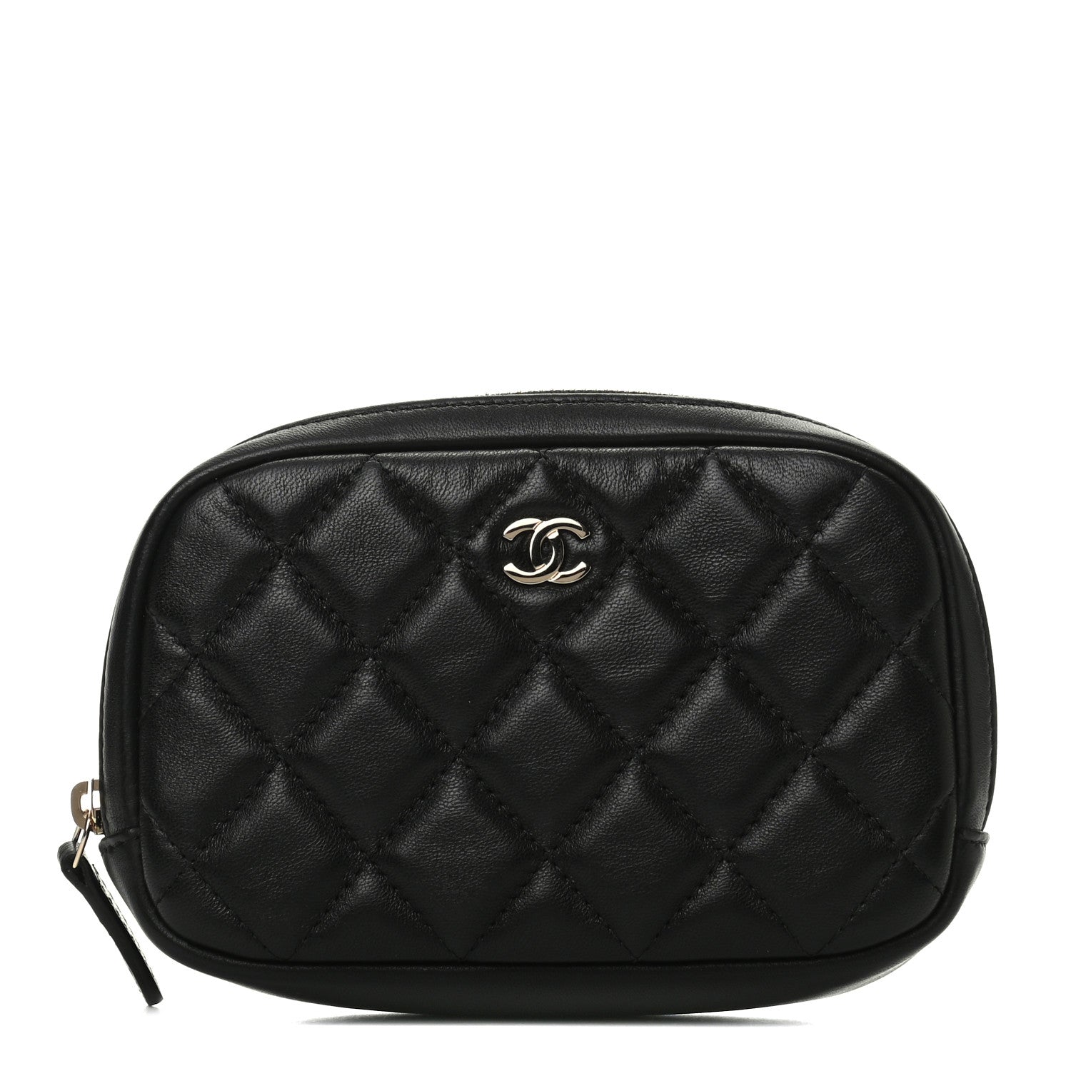 Chanel Lambskin Quilted Small Curvy Pouch Cosmetic Case Black 1 of 8