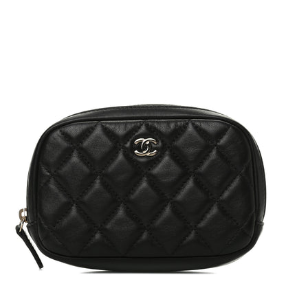 Chanel Lambskin Quilted Small Curvy Pouch Cosmetic Case Black 1 of 8