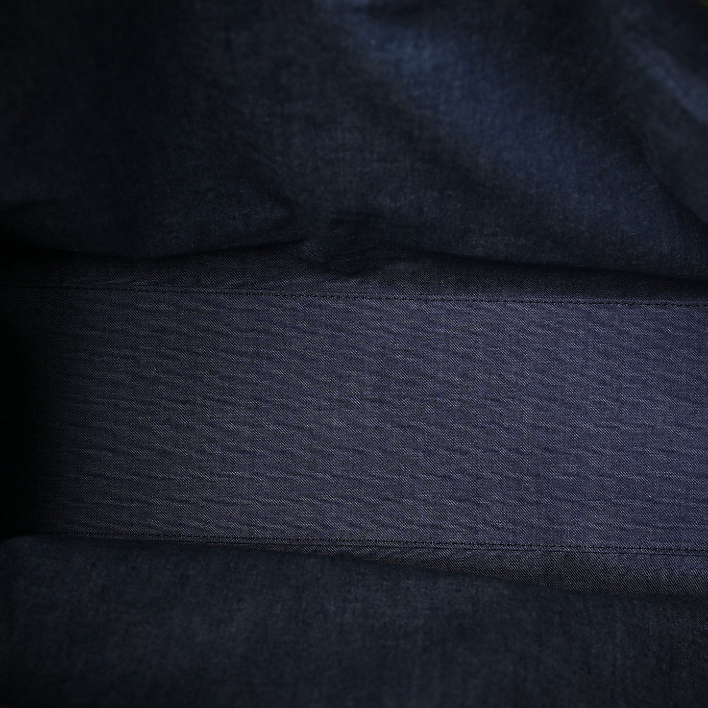 Calfskin Stitched Maxi Logo Bowling Bag Black