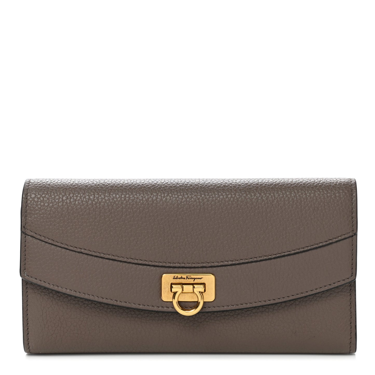 Grained Calfskin Gancini Wallet Caraway Seed