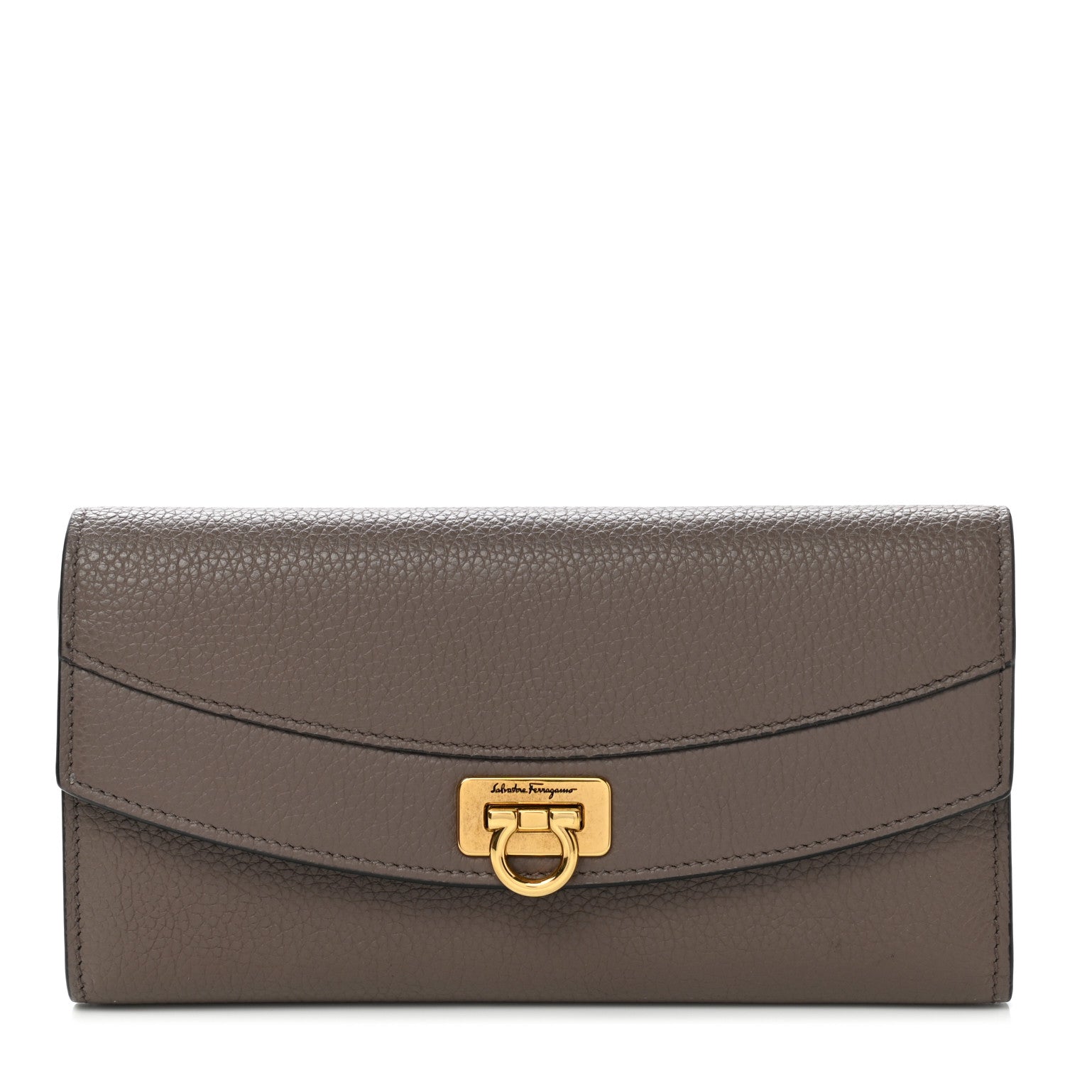 Salvatore Ferragamo Grained Calfskin Gancini Wallet Caraway Seed 1 of 9