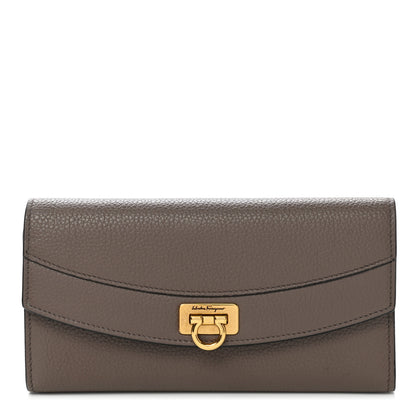 Salvatore Ferragamo Grained Calfskin Gancini Wallet Caraway Seed 1 of 9