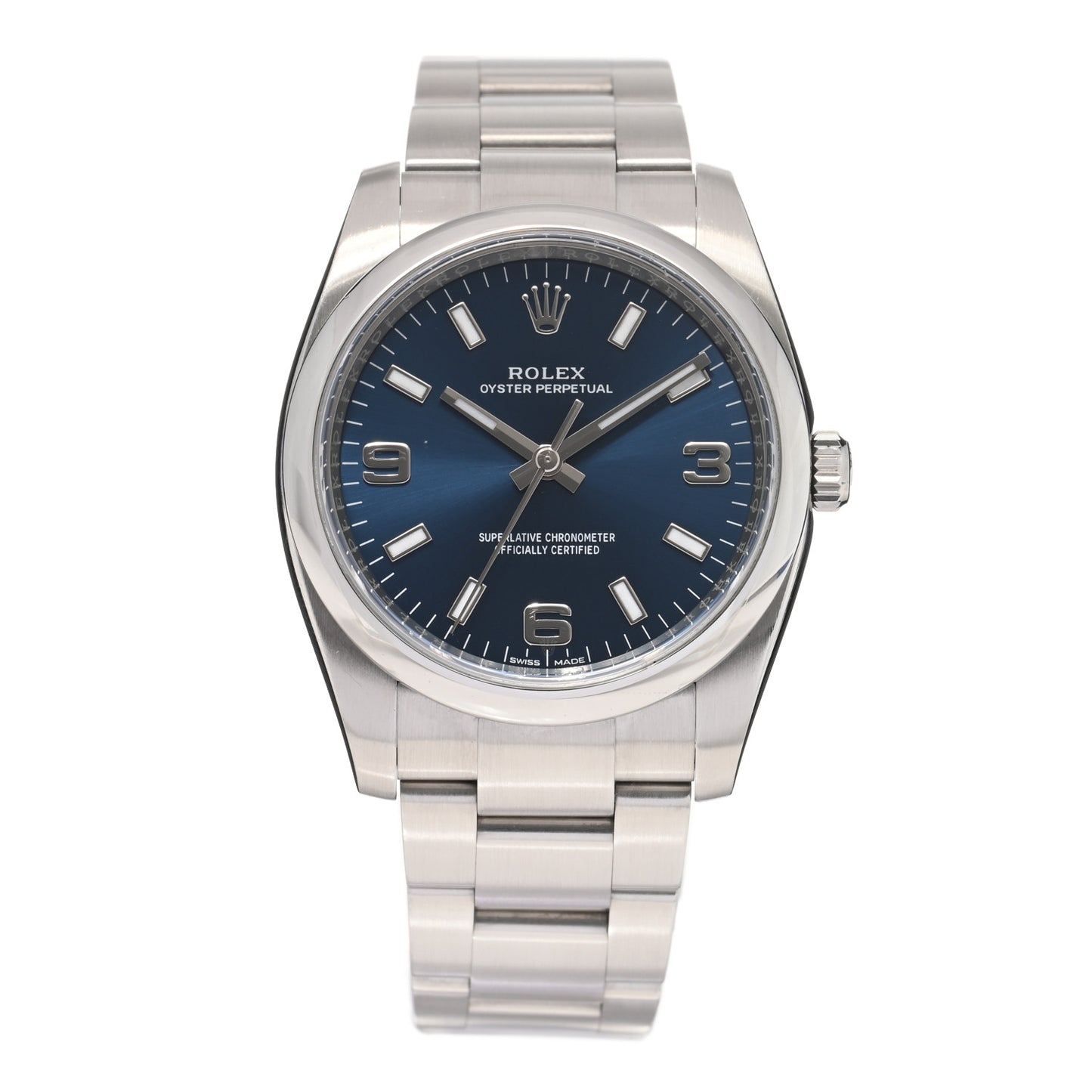 Stainless Steel 34mm Oyster Perpetual Watch Blue 114200