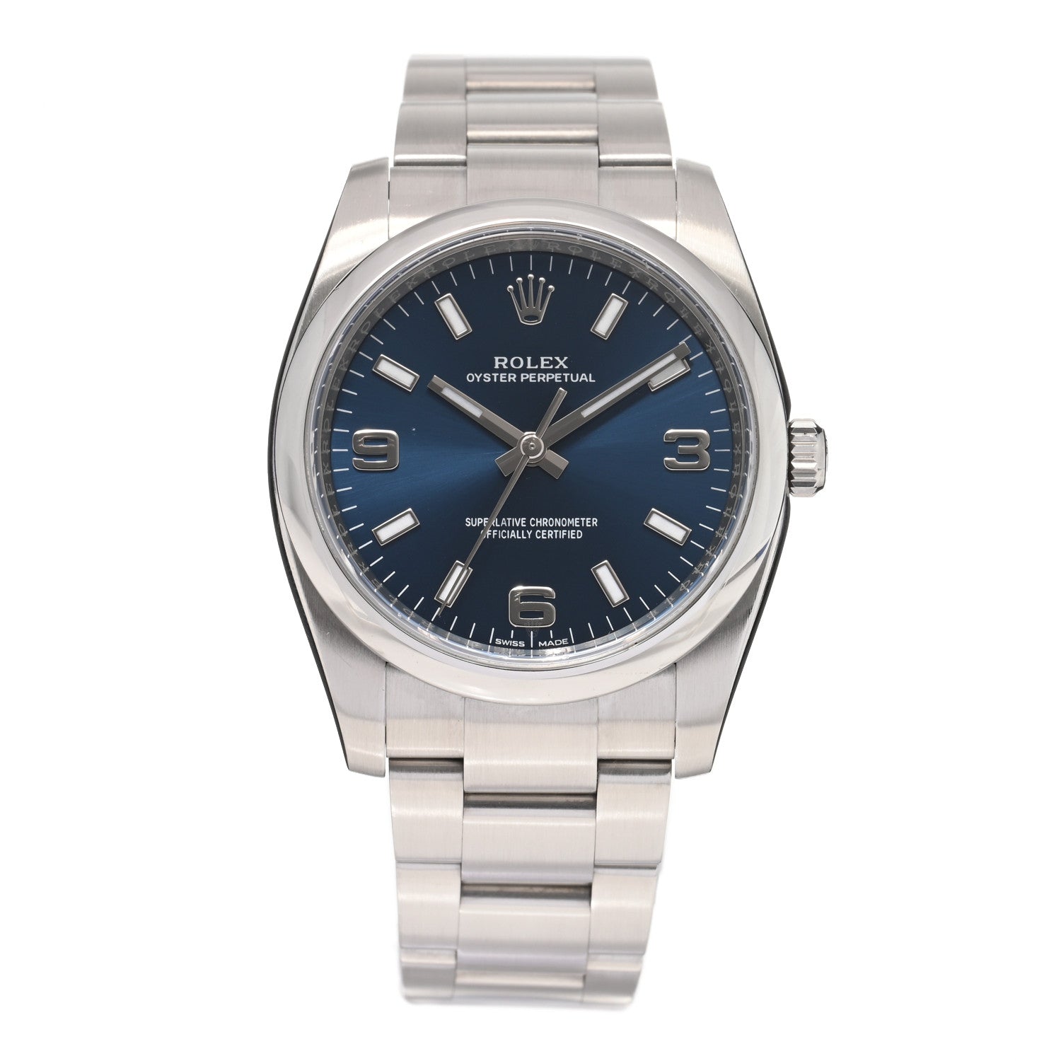 Rolex Stainless Steel 34mm Oyster Perpetual Watch Blue 114200 1 of 4