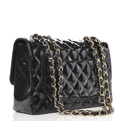Chanel Patent Quilted Sparkle Glitter Jumbo Single Flap Black 4 of 10