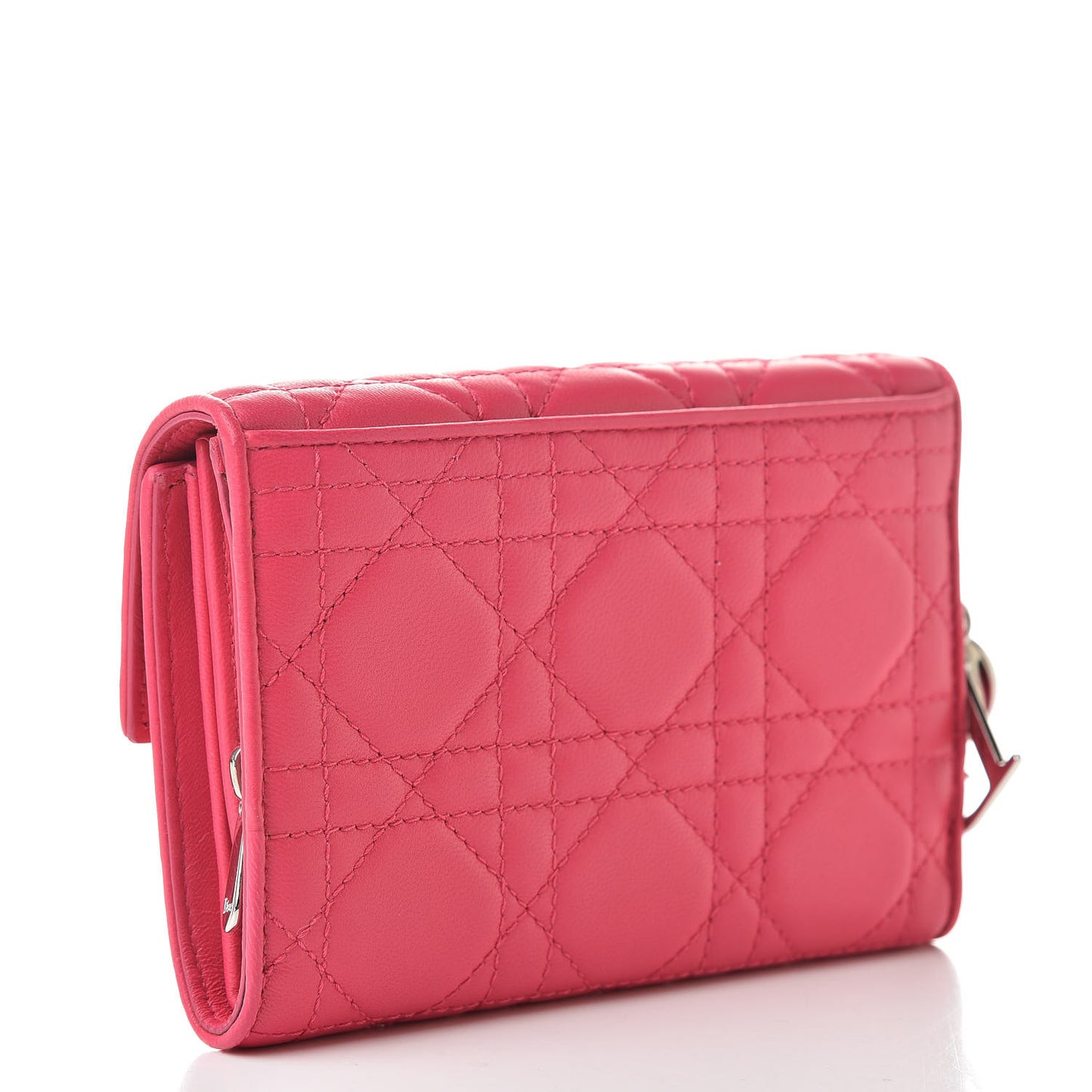 Lambskin Cannage Lady Dior Explorateur Wallet Fuchsia