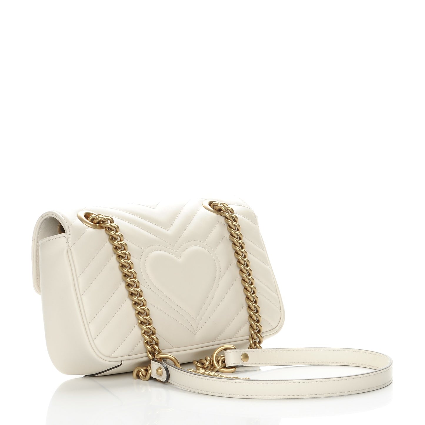 Calfskin Matelasse Mini GG Marmont Shoulder Bag White