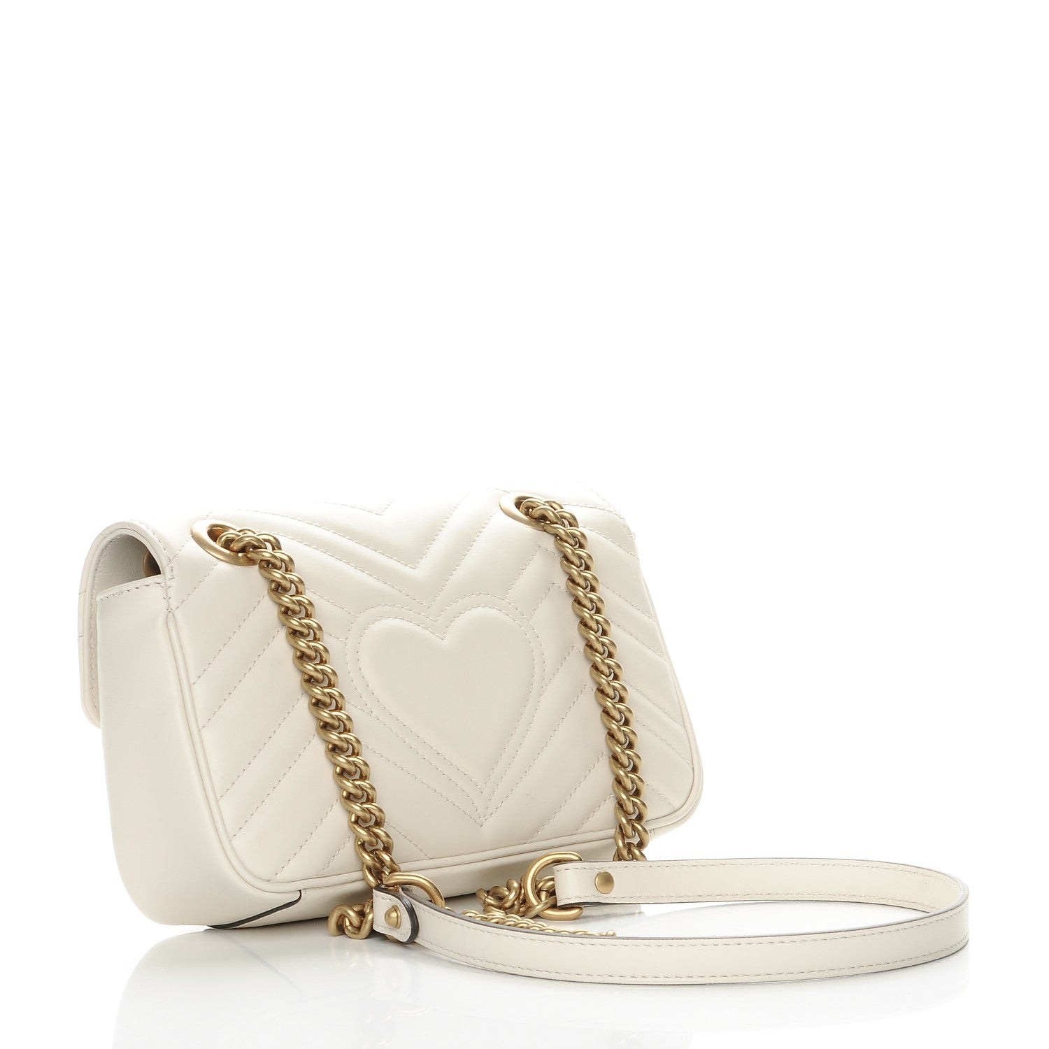 Gucci Calfskin Matelasse Mini GG Marmont Shoulder Bag White 3 of 7