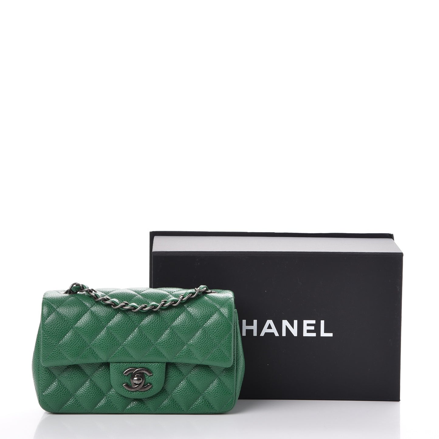 Caviar Quilted Mini Rectangular Flap Green
