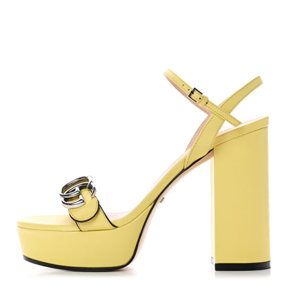 Gucci Calfskin GG Marmont Ankle Wrap 30/115mm Platform Sandals 37 Banana 1 of 5