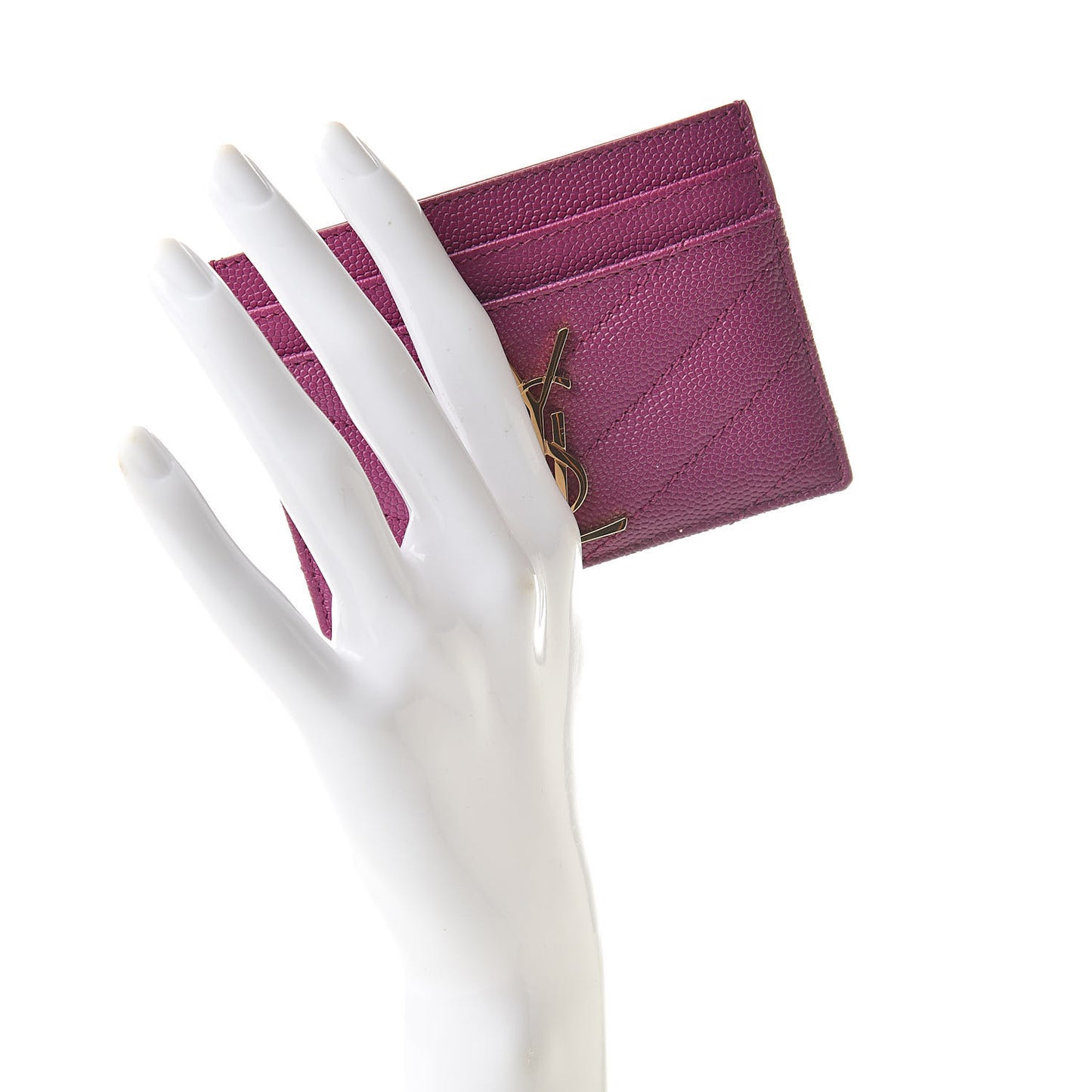 Grain De Poudre Matelasse Chevron Monogram Credit Card Case Dark Grape