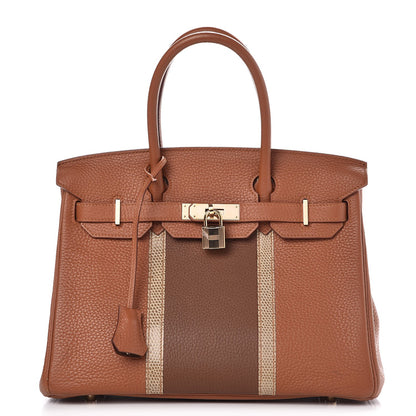 Hermes Taurillon Clemence Lizard Club Birkin 30 Gold Marron D'Inde 1 of 34