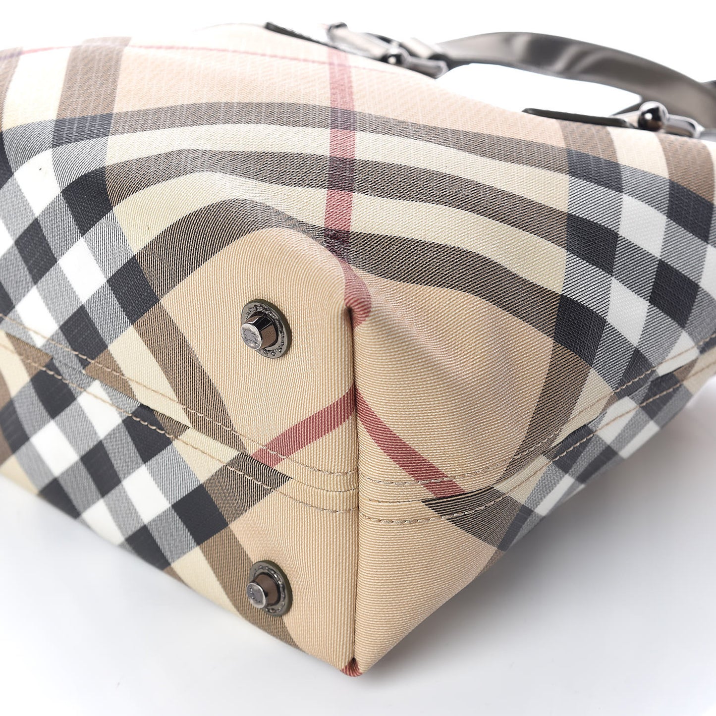 Patent Nova Check Shopper Tote Nickel
