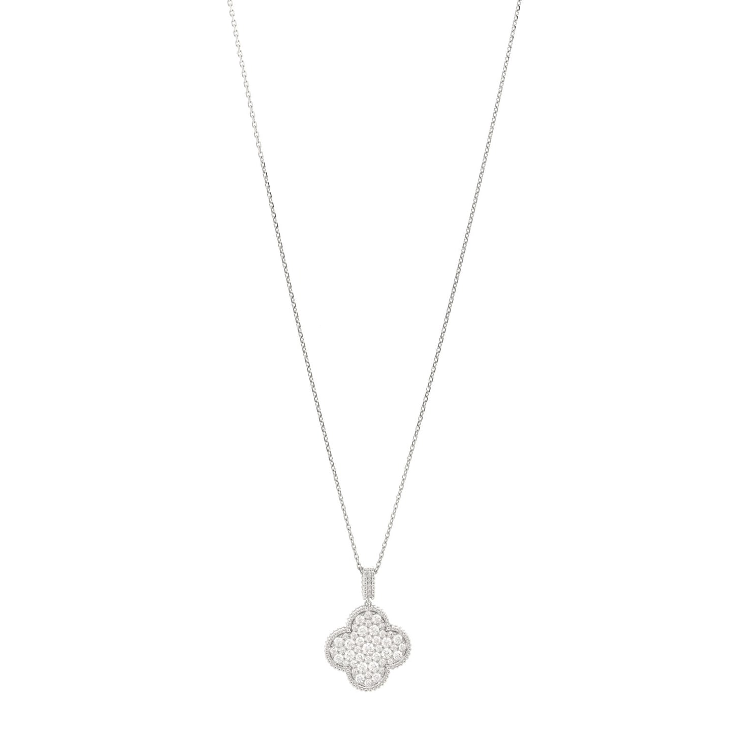 18K White Gold Diamond Magic Alhambra Long Necklace