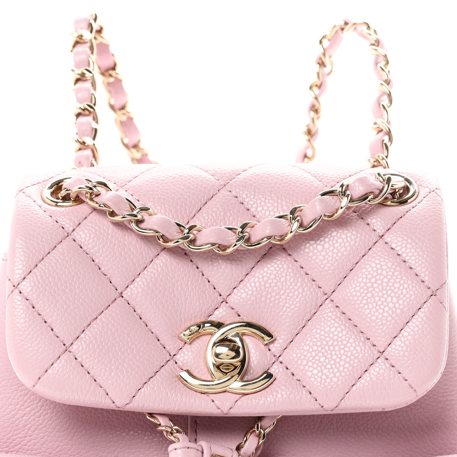 Chanel Shiny Caviar Quilted Small Duma Pockets Drawstring Backpack Pink 8 of 11