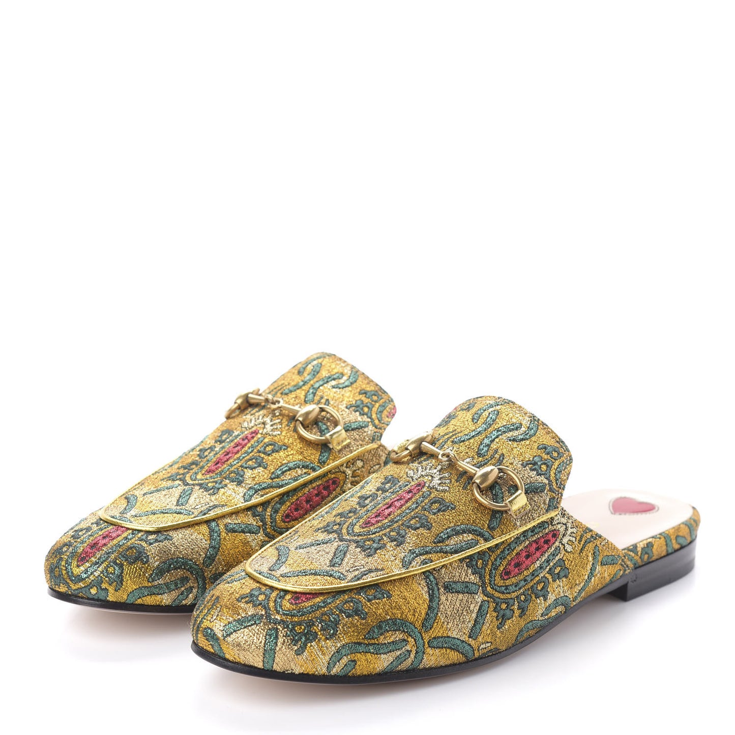 Iridescent Brocade Womens Princetown Slippers 36.5 Gold Multicolor