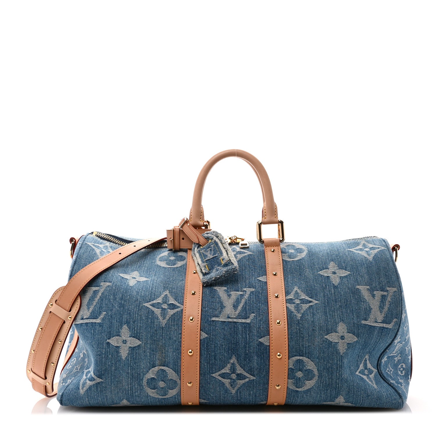 Louis Vuitton Denim Monogram New LV Remix Keepall Bandouliere 45 Blue 1 of 12