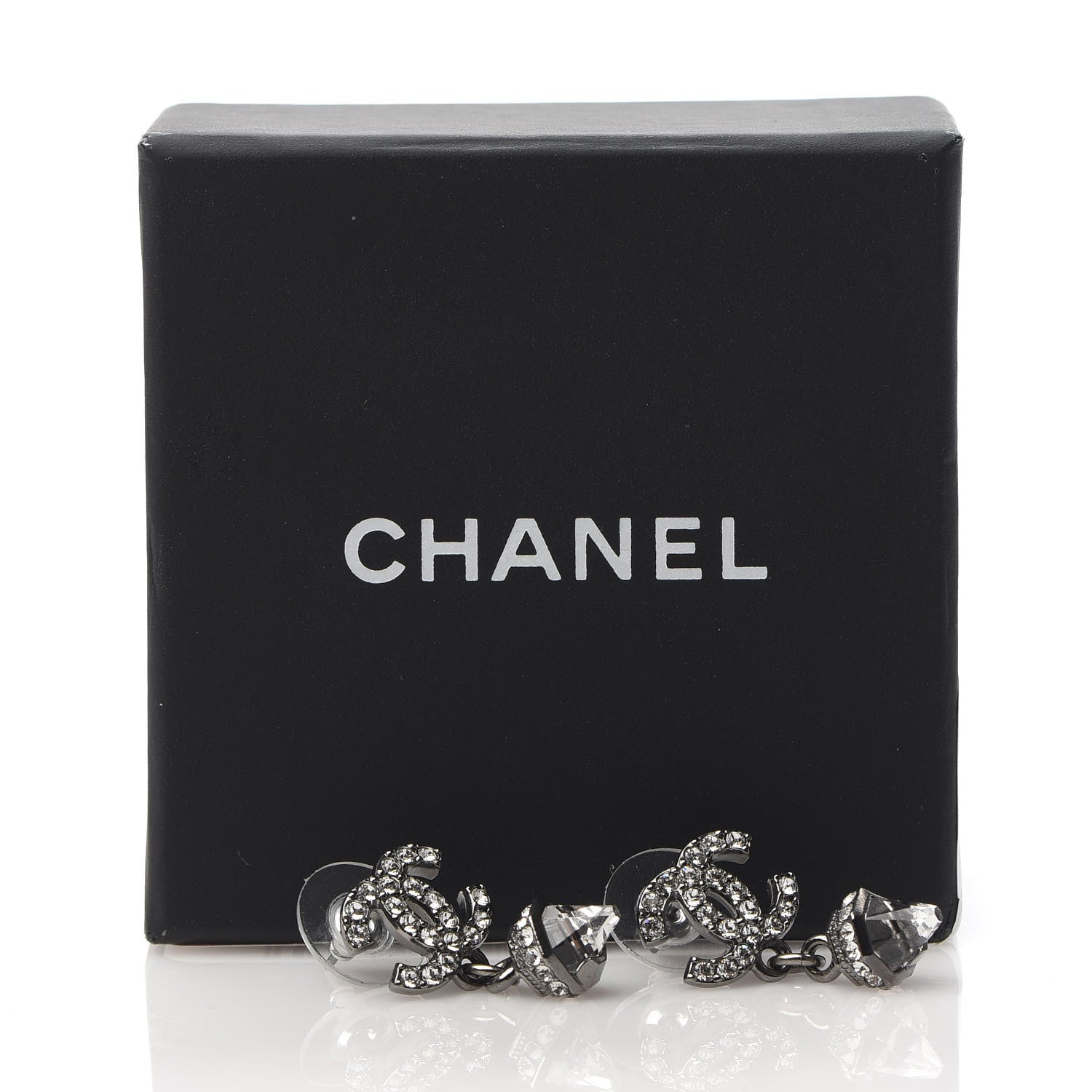 Chanel Ruthenium CC Crystal Drop Earrings 5 of 5