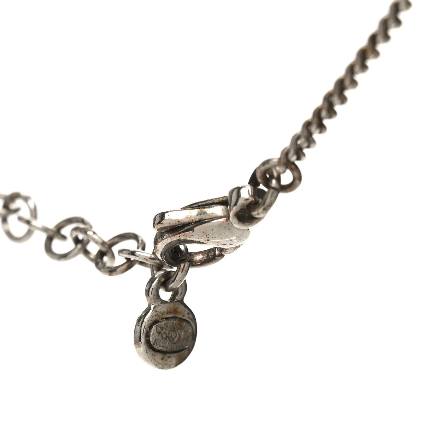 Crystal CC Drop Pendant Necklace Silver
