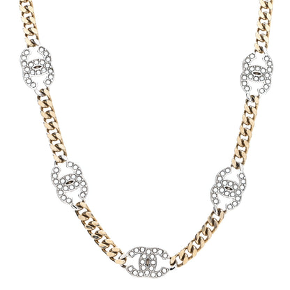 Chanel Crystal Chain CC Link Choker Gold Silver 1 of 5