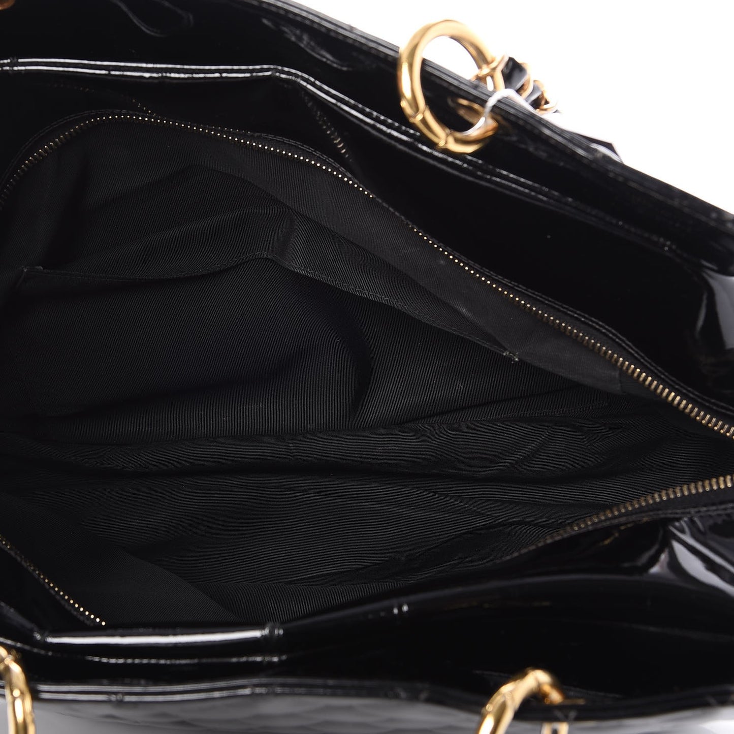 Patent Quilted Petit Timeless Tote PTT Black