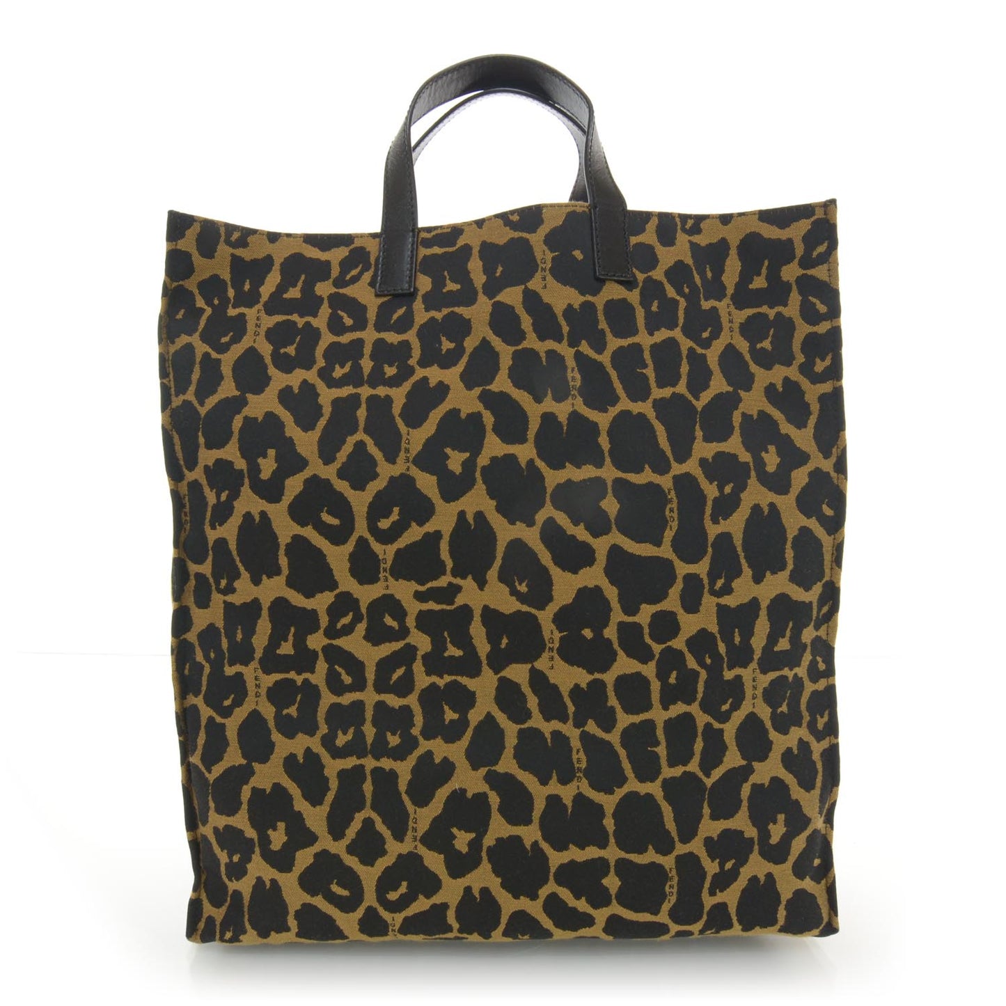 Jacquard Leopard Print Shopping Tote Brown