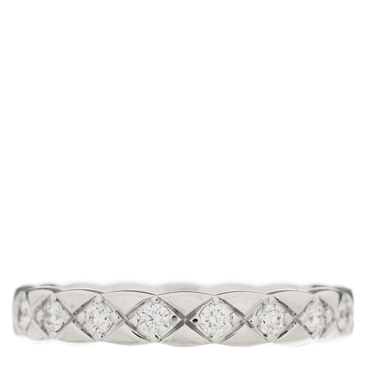 Chanel 18K White Gold Diamond Mini Coco Crush Ring 51 5.75 1 of 7