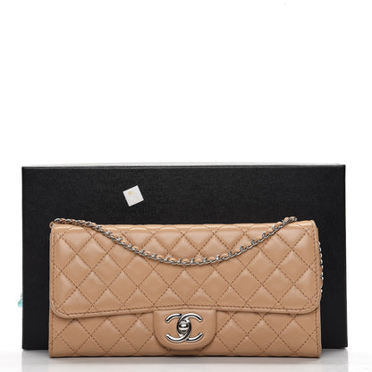 Chanel Lambskin Quilted Chain Clutch Flap Beige 8 of 9