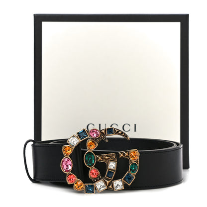Gucci Calfskin Crystal Double G 40mm Belt 90 36 Black Multicolor 10 of 10