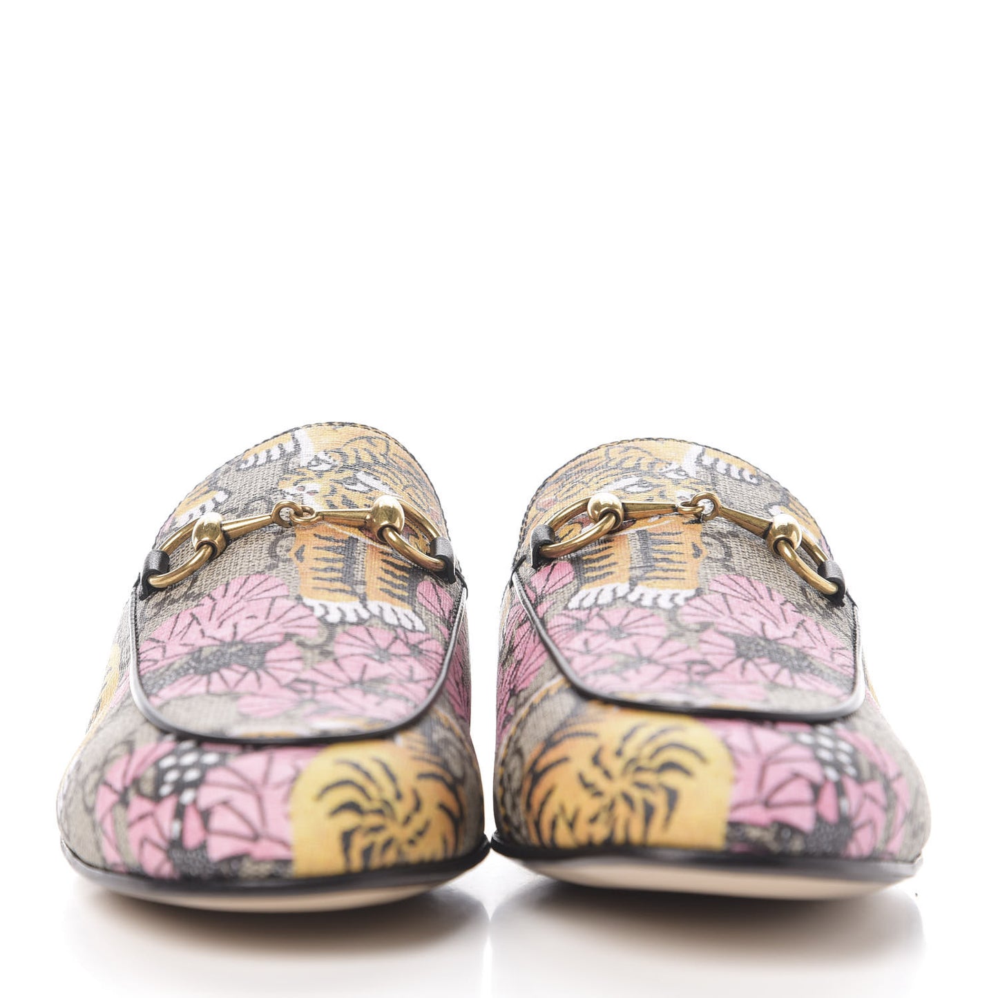 GG Supreme Monogram Bengal Womens Princetown Slippers 36 Beige Crop Pink