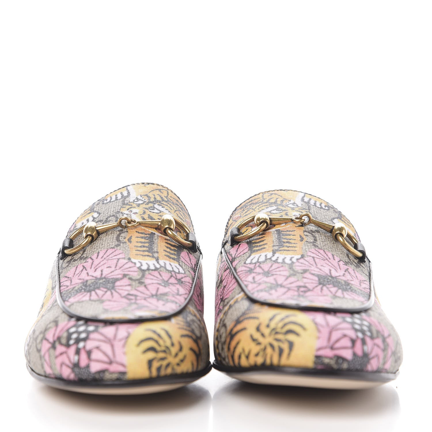 Gucci GG Supreme Monogram Bengal Womens Princetown Slippers 36 Beige Crop Pink 2 of 9