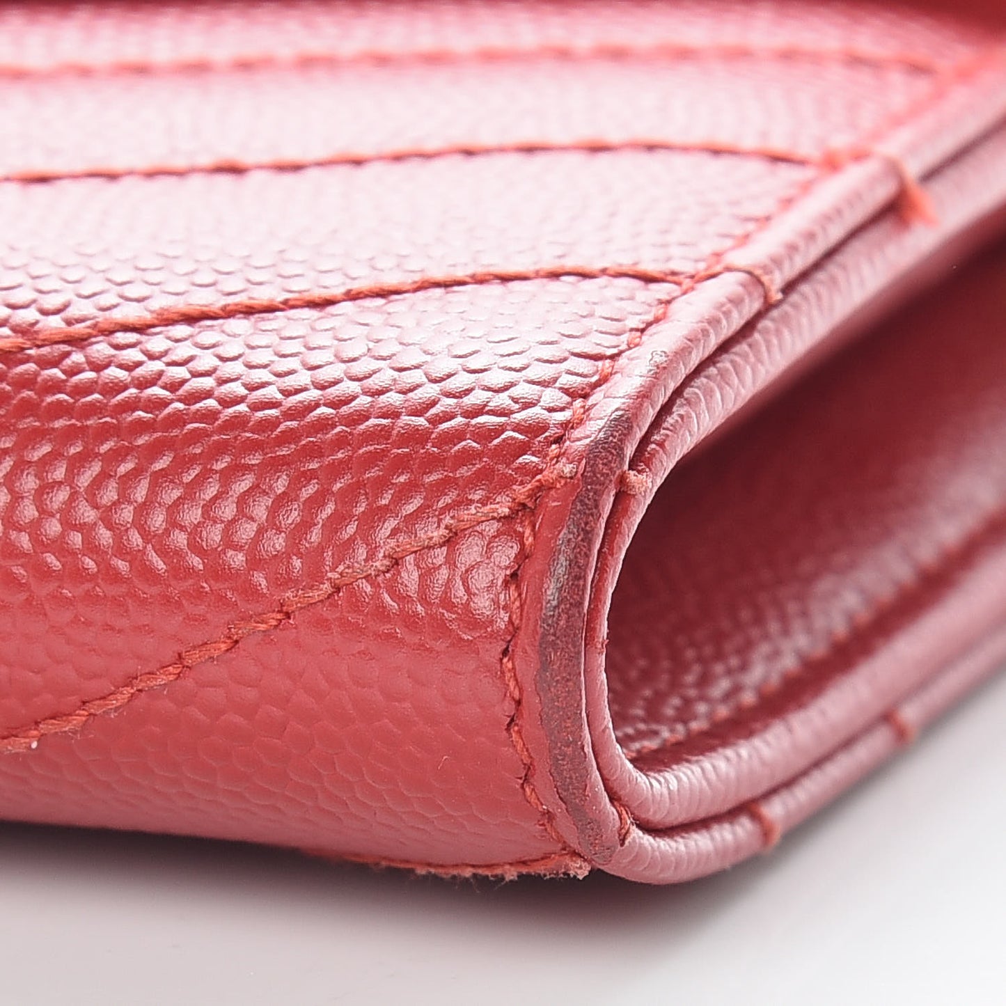 Grain De Poudre Matelasse Chevron Monogram Flap Wallet Red